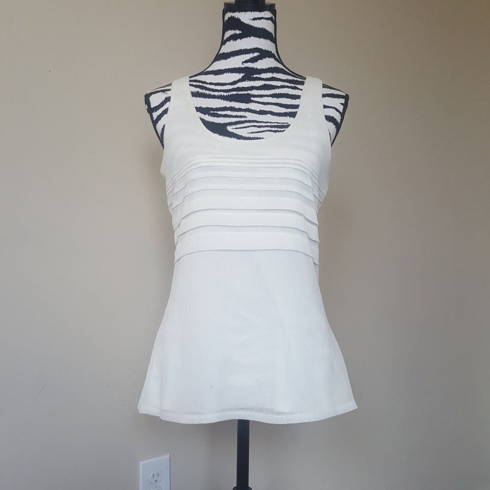 Express White Sleeveless Tank Top with Ruffle